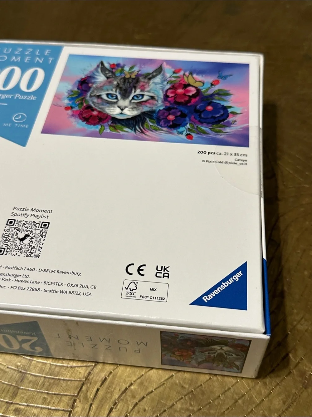 Ravensburger Puzzle Moments Cateye Colorful Cat Floral Puzzle ~ 200 pcs